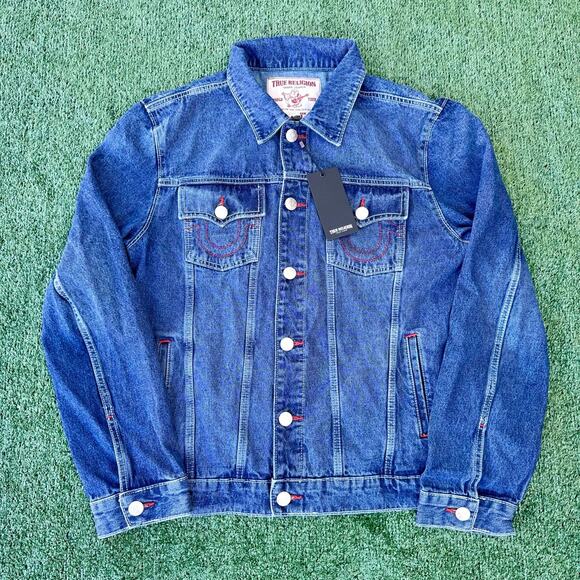 True Religion Brand World Tour Jesse SN Trucker Jacket Medium Abyss Wash New